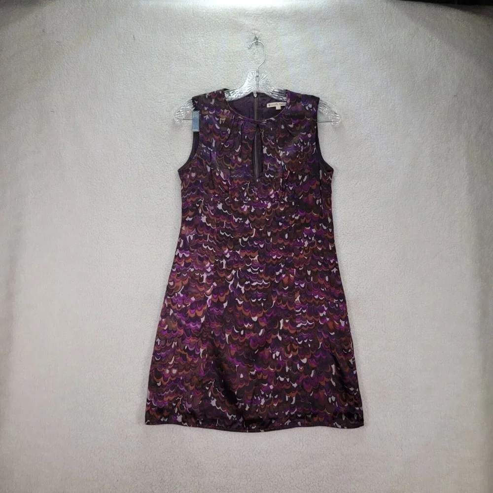Nanette Lepore Purple Silk Multicolor Polka Dot Key Hole Abstract Style Shift - Picture 2 of 12